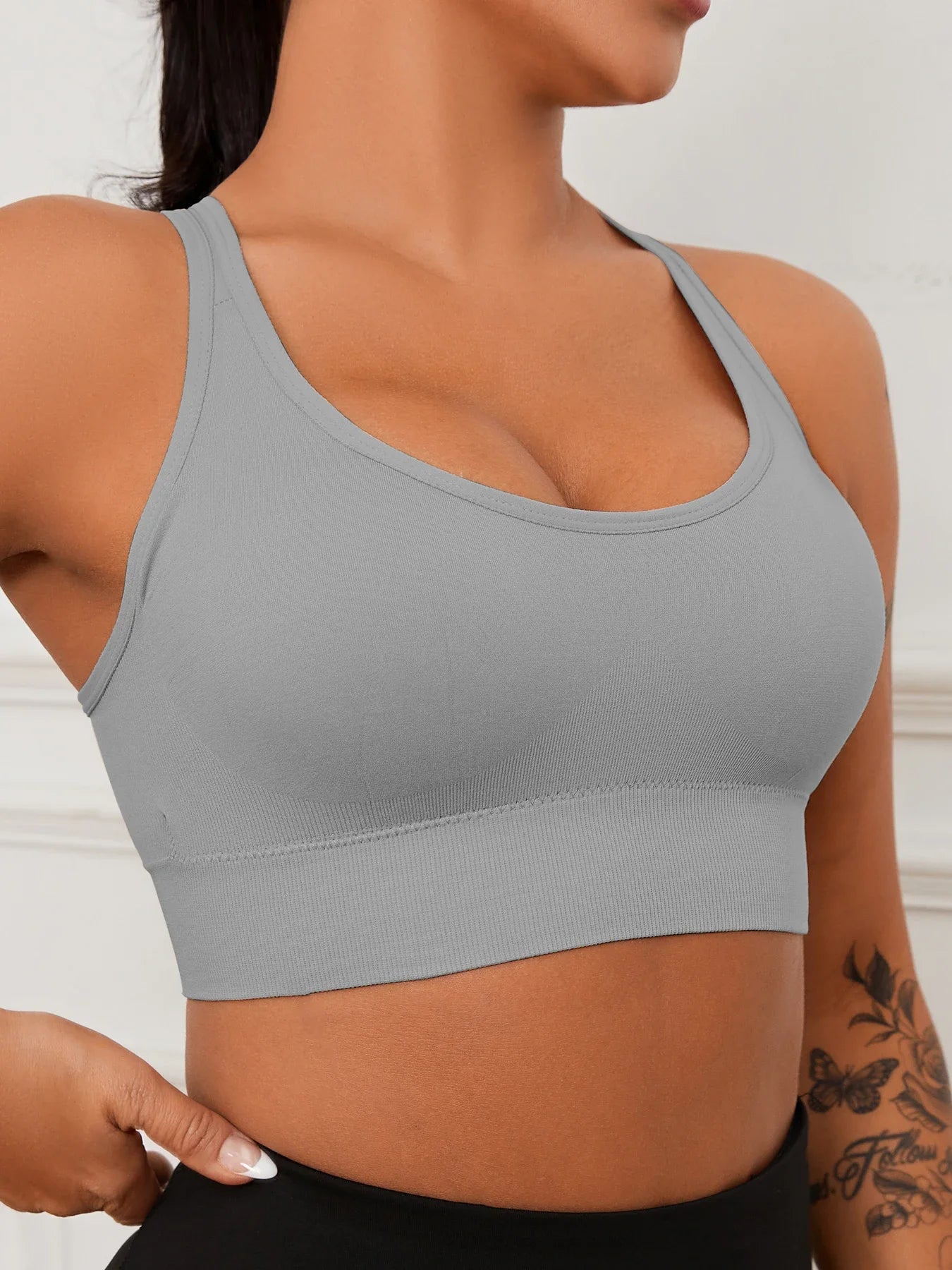 Women’s Seamless Sports Yoga Tank Bra – Push Up Padded Wire-Free Breathable Full Cup Comfort Bra