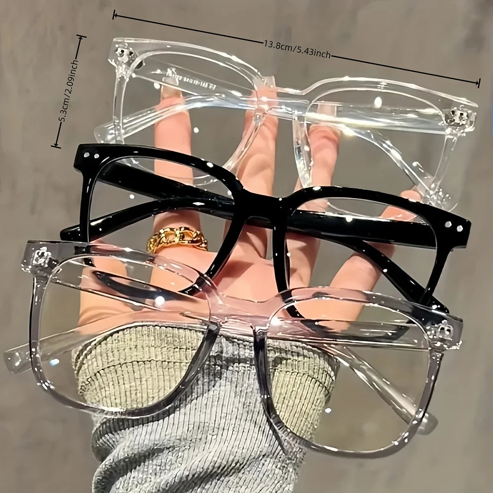 3-Pack Universal Square Frame Fashion Glasses – Clear Black Campus Style Eyewear for Back to School Use