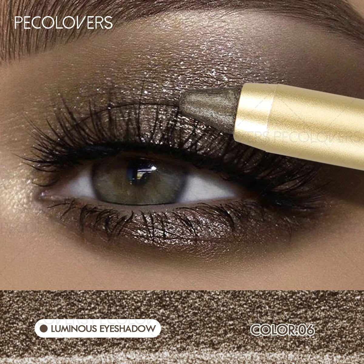 Smudge-Proof Waterproof Dual-Ended Eyeshadow Stick with Sponge Brush – Glitter & Matte Finishes