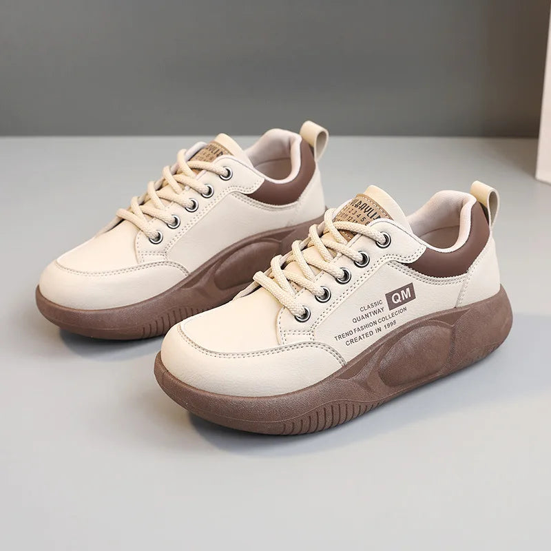 New Women’s Thick Sole Elevated Sneakers – Spring Casual PU Sports & Street Board Shoes
