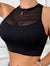 Women Sexy Fishnet Hollow Out Off Shoulder Crop Tank Top – Stretchy Polyamide Sleeveless Camisole Vest