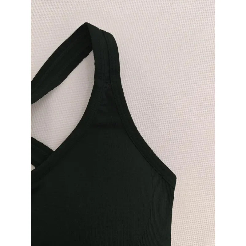 Women’s Seamless Sports Yoga Tank Bra – Push Up Padded Wire-Free Breathable Full Cup Comfort Bra