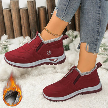 Women’s Lightweight Fleece-Lined Ankle Snow Boots – Soft Sole Slip-On Winter Casual Boots