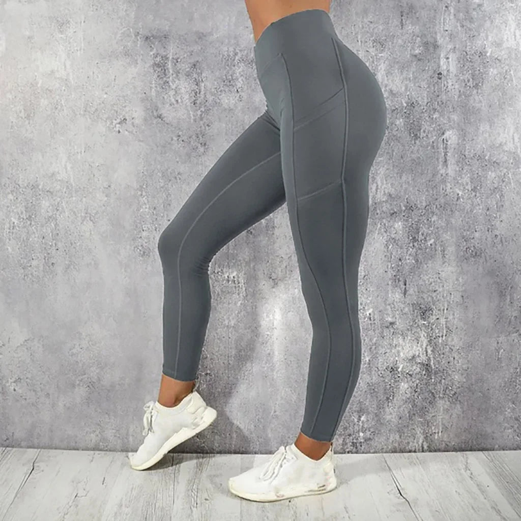 High Waist Yoga Leggings for Women – Butt Lifting Gym & Running Tights with Pocket, Stretchy Ankle-Length Sports Pants