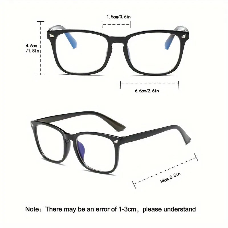 3pcs Lightweight Square Blue Light Blocking Glasses – Minimalist PC Full Frame Clear Lens Eyewear for Women