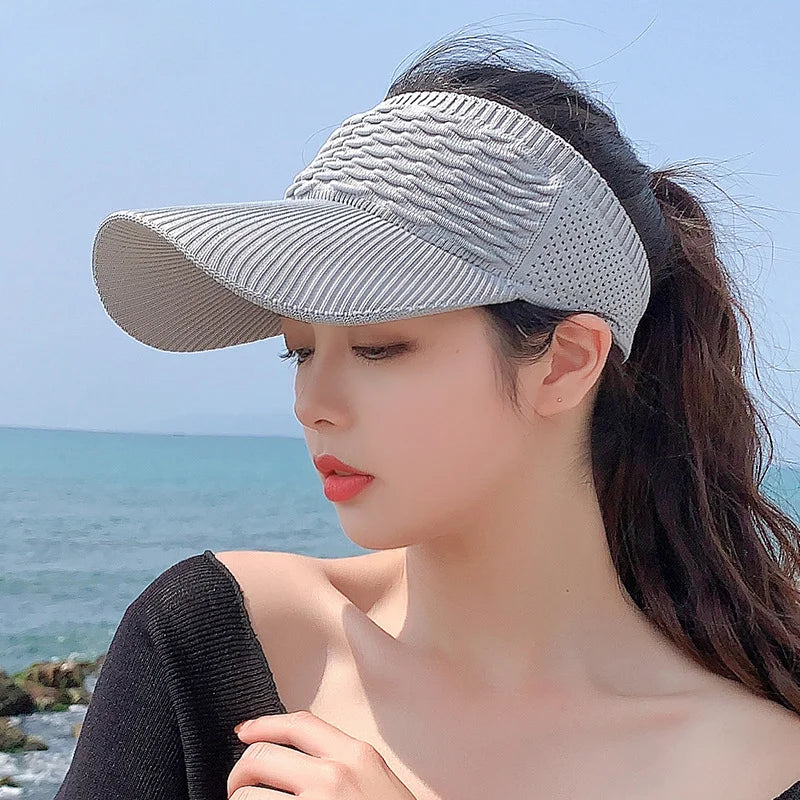 Women’s Anti-UV Breathable Adjustable Sun Visor Hat – Lightweight Outdoor Sports Cap for Tennis, Golf, Running & Beach