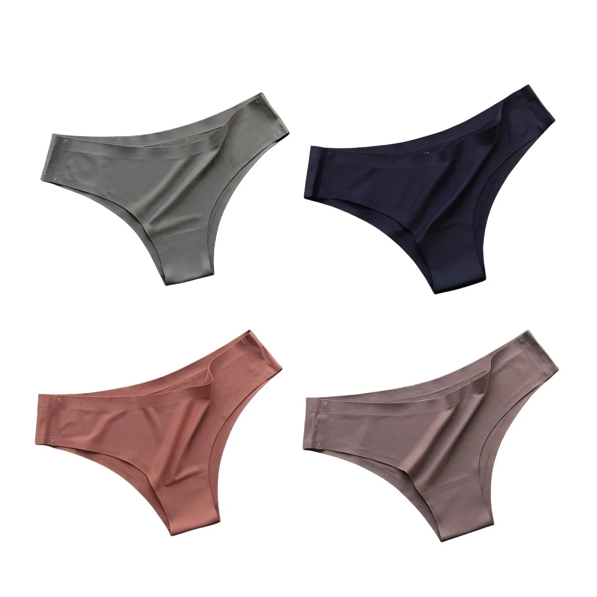 4PCS Seamless Women’s G-String Panties Set – Ultra-Thin Ice Silk Low Waist Invisible Briefs, Soft Breathable Cotton Crotch Underwear