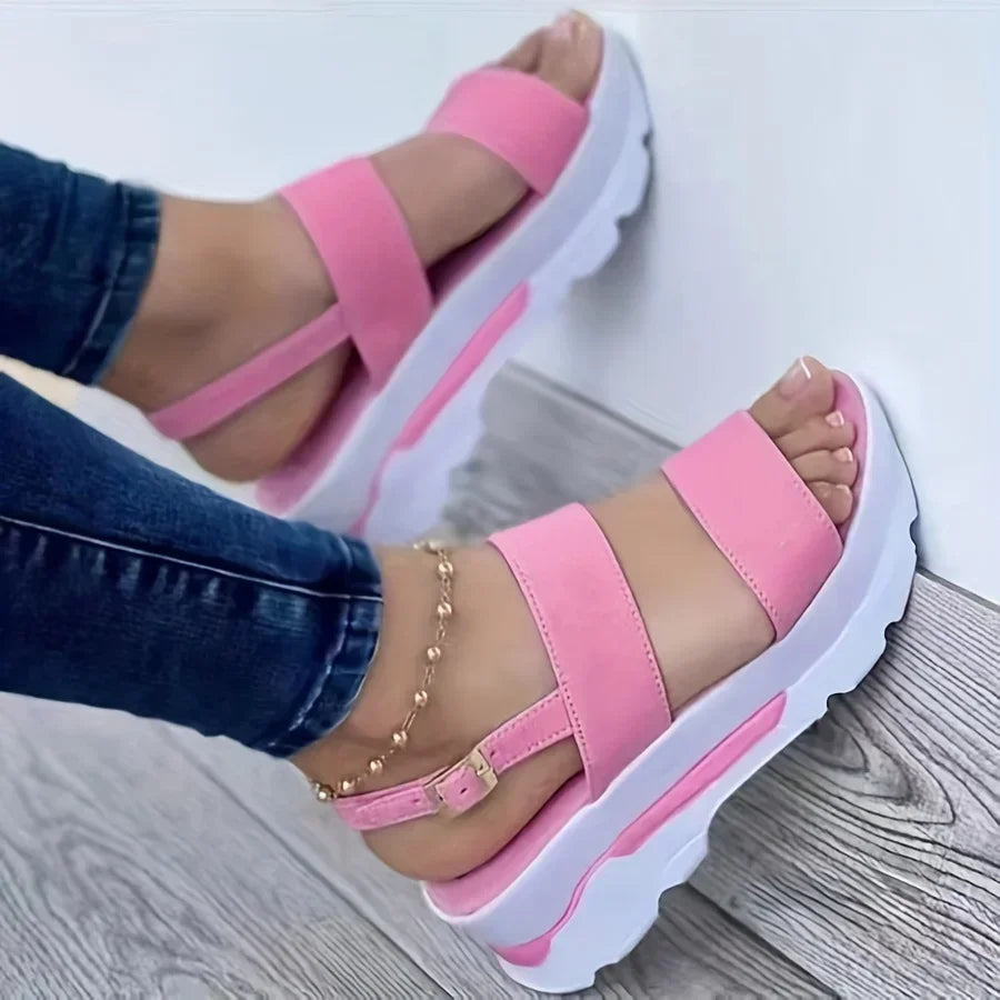 Women’s Open Toe Wedge Sandals – Non-Slip Casual Peep Toe Slippers, 3–5cm Heel