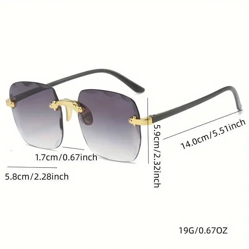 3PCS Square Rimless Square Sunglasses for Women – Luxury Designer Mirror Lens Fashion Summer Eyewear