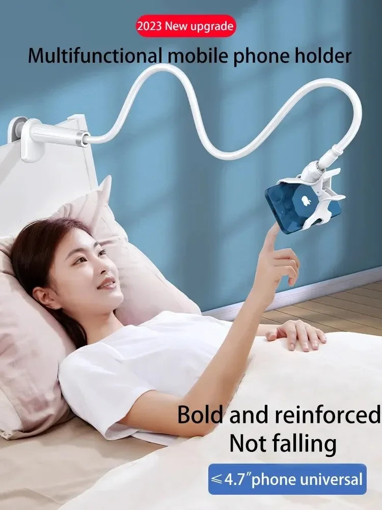 Lazy Bedside Phone Holder Clamp – Flexible Gooseneck Desktop & Bed Smartphone Mount Stand