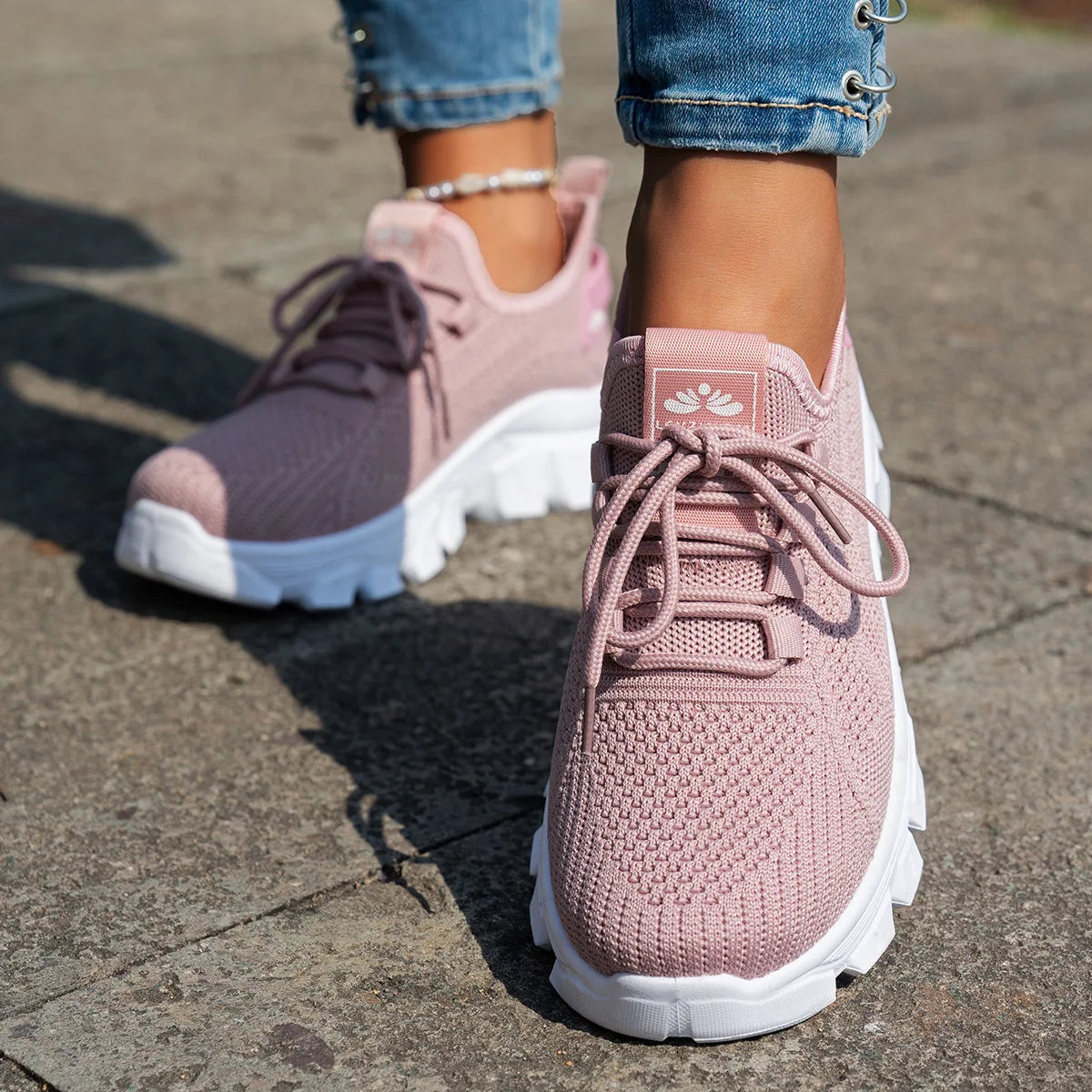 Women’s Lightweight Breathable Mesh Slip-On Walking Shoes – Plus Size Comfort Non-Slip Flat Sole Casual Spring Sneakers