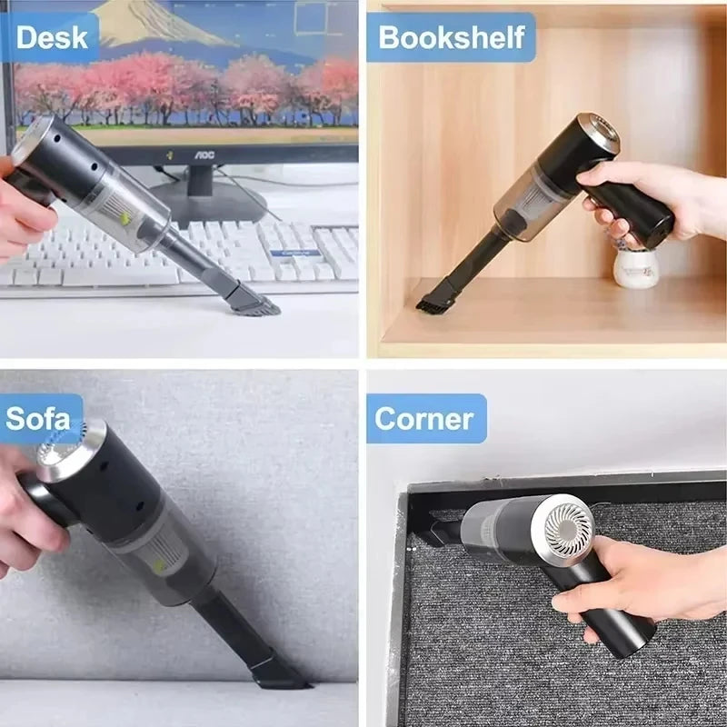 2900000PA 4-in-1 Cordless Car Vacuum Cleaner – USB Rechargeable High-Power Blower & Suction Portable Cleaning Device