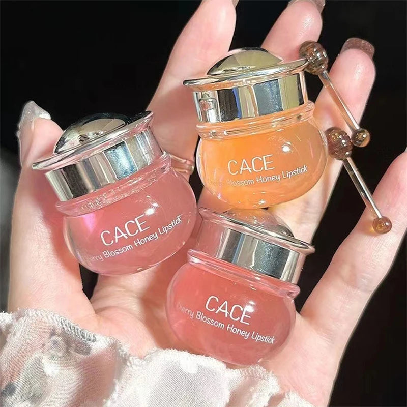 CACE Cherry Blossom Honey Lip Balm – Deep Hydration, Plumping Effect, Non-Sticky Glossy Finish, Nourishing Daily Lip Care (5g)