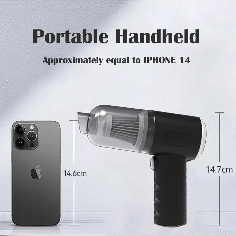 9000Pa Wireless Car Vacuum Cleaner, 120W Cordless Handheld Mini Vacuum – USB Rechargeable 1200mAh Portable Wet & Dry Cleaner for Car, Home & Office