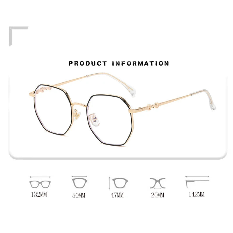 Classic Women’s Blue Light Blocking Round Metal Eyeglasses Frame – Lightweight Alloy Spring Hinge Optical Glasses