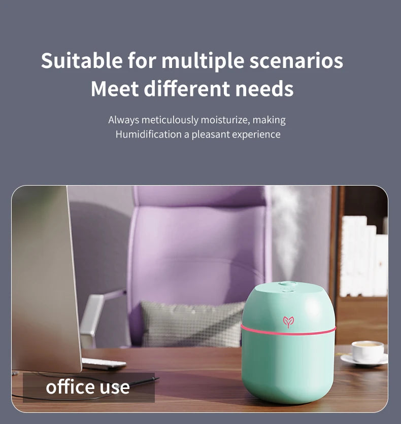 220ML USB Mini Cool Mist Humidifier – Quiet Desktop & Car Aromatherapy Air Humidifier with Auto Shut-Off