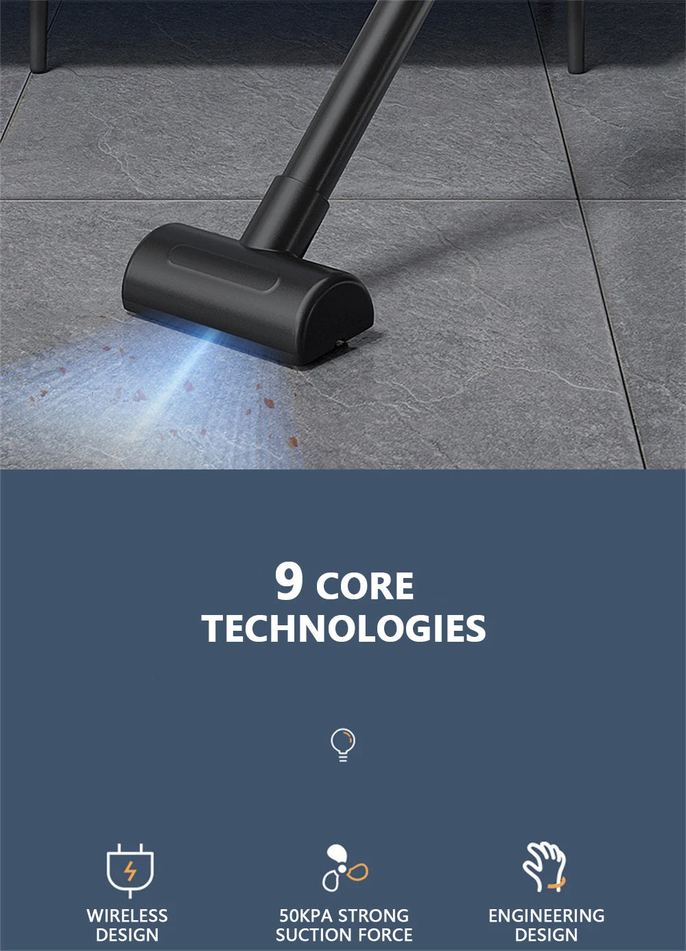 Cordless Handheld Vacuum Cleaner 50000Pa – Rechargeable Portable Mini Vacuum for Home, Car & Pet Hair Cleaning