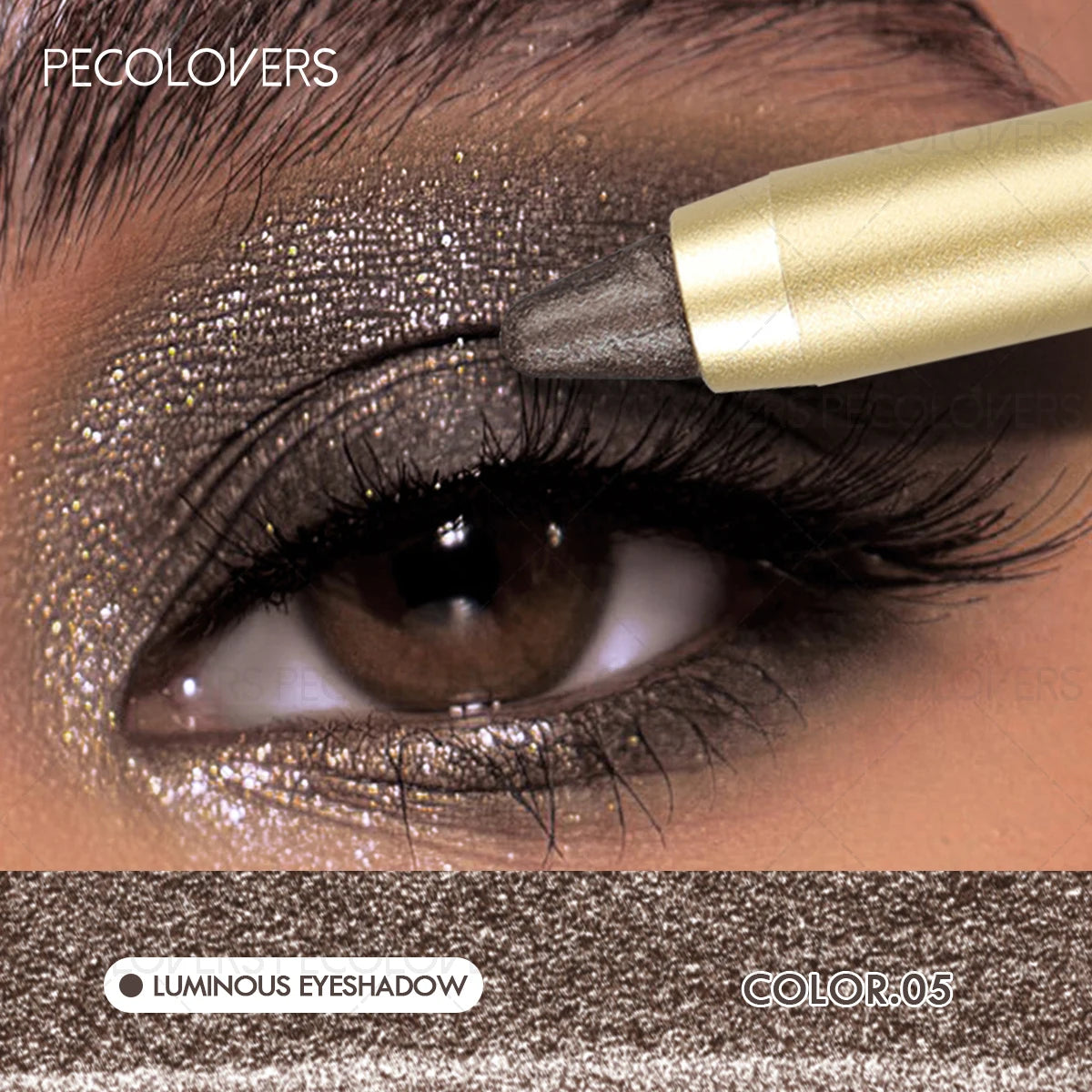 Smudge-Proof Waterproof Dual-Ended Eyeshadow Stick with Sponge Brush – Glitter & Matte Finishes