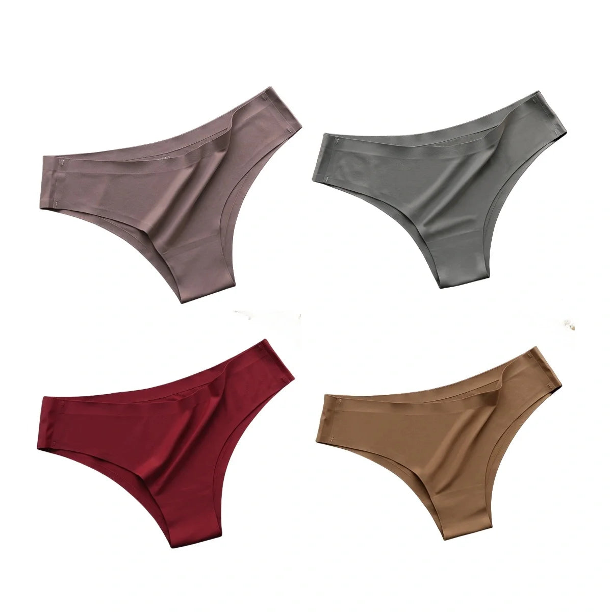 4PCS Seamless Women’s G-String Panties Set – Ultra-Thin Ice Silk Low Waist Invisible Briefs, Soft Breathable Cotton Crotch Underwear