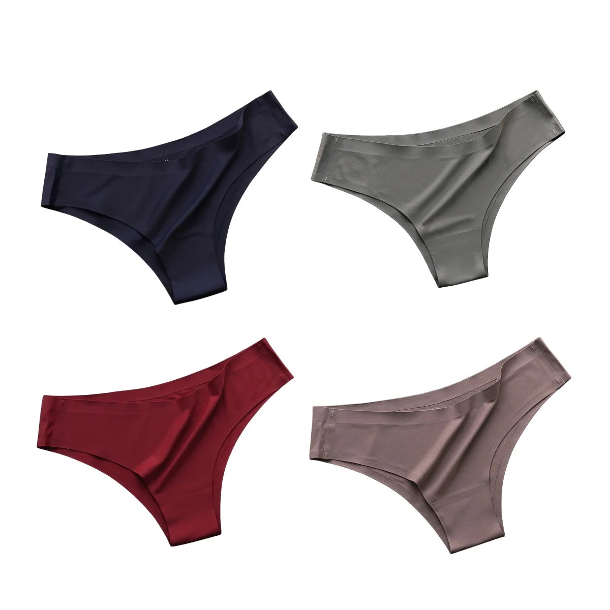 4PCS Seamless Women’s G-String Panties Set – Ultra-Thin Ice Silk Low Waist Invisible Briefs, Soft Breathable Cotton Crotch Underwear