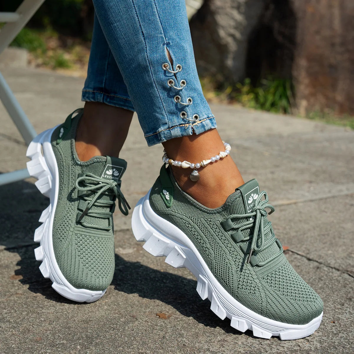 Women’s Lightweight Breathable Mesh Slip-On Walking Shoes – Plus Size Comfort Non-Slip Flat Sole Casual Spring Sneakers