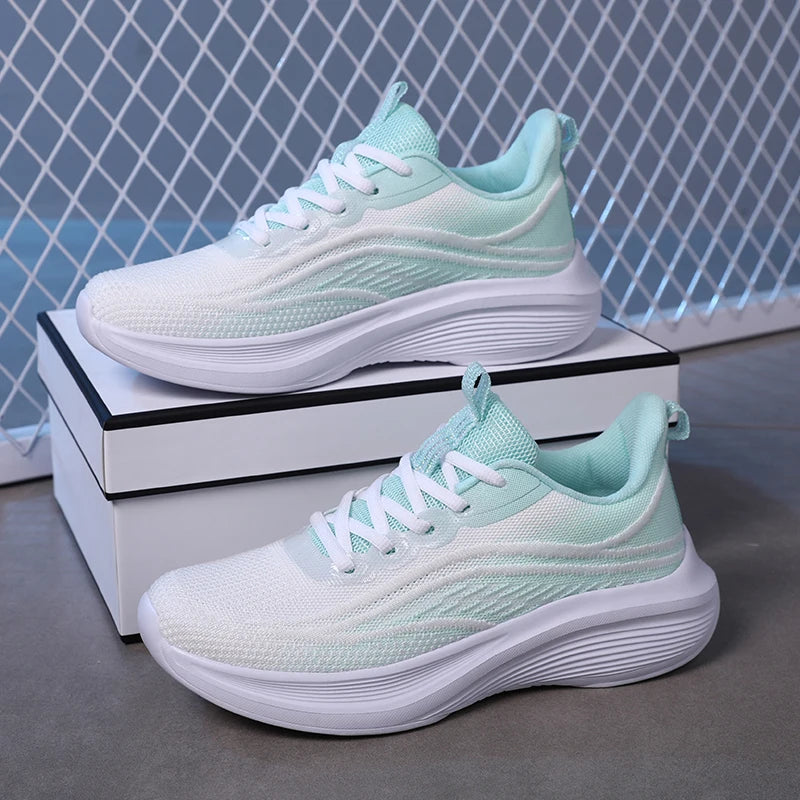 Women’s Breathable Mesh Sneakers – Lightweight Anti-Slip Lace-Up Summer Running & Hiking Athletic Shoes