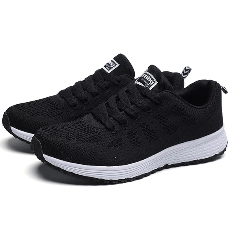 Women’s Breathable Mesh Running Sneakers – Lightweight Lace-Up Vulcanized Outdoor Walking Shoes for Women