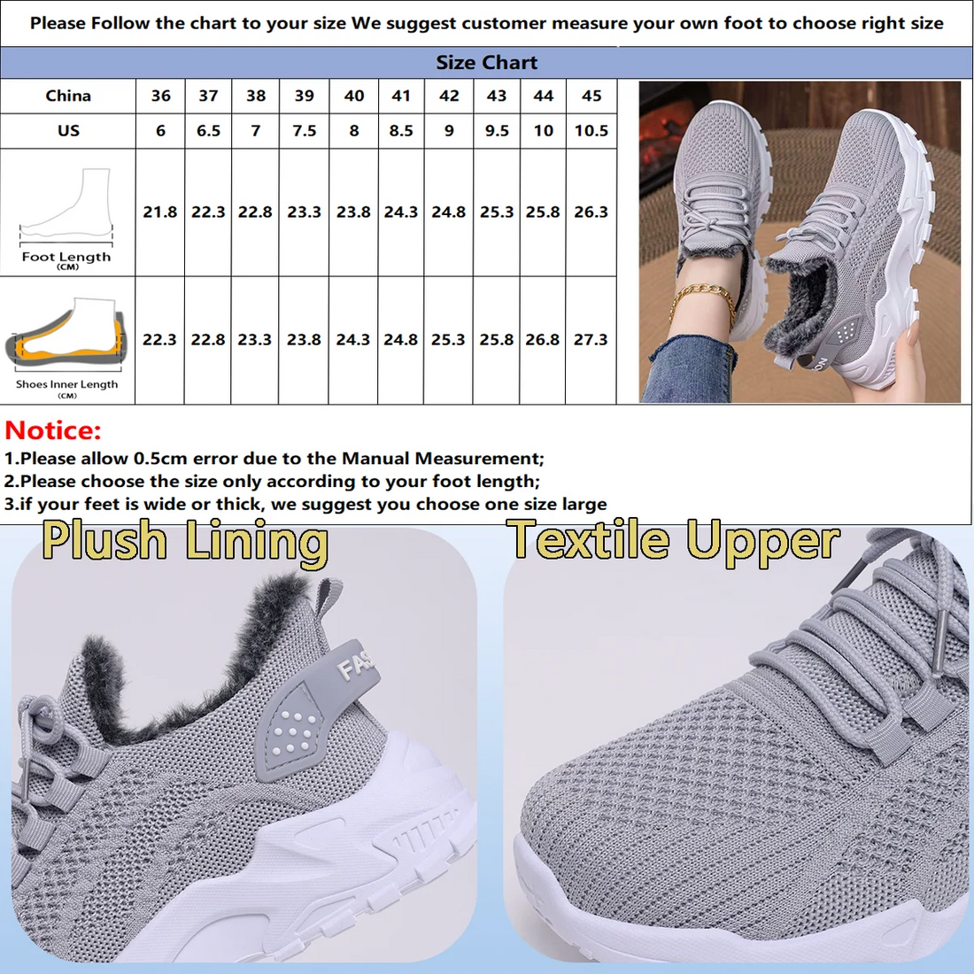 Women’s Winter Sports Shoes – Non-Slip Lace-Up Breathable Mesh Dad Sneakers with Plush Shearling Lining