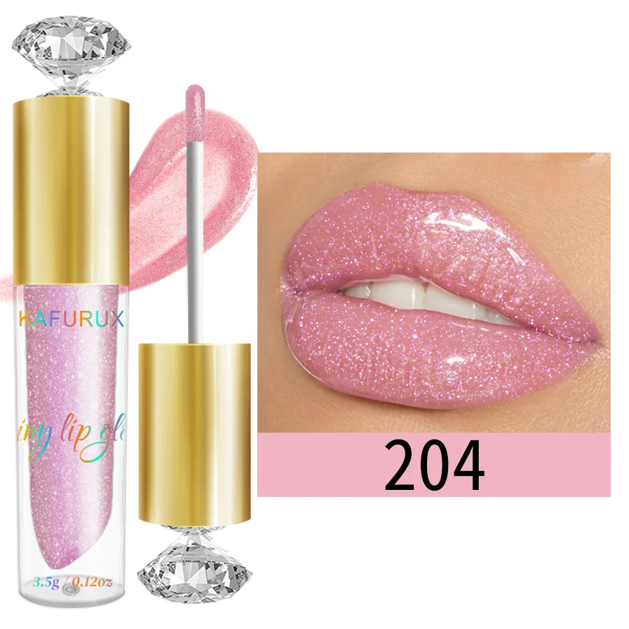 9-Color Diamond Shimmer Glitter Lip Gloss – Moisturizing Long-Lasting Sparkling Liquid Lipstick with Pearl Finish (3.5g)