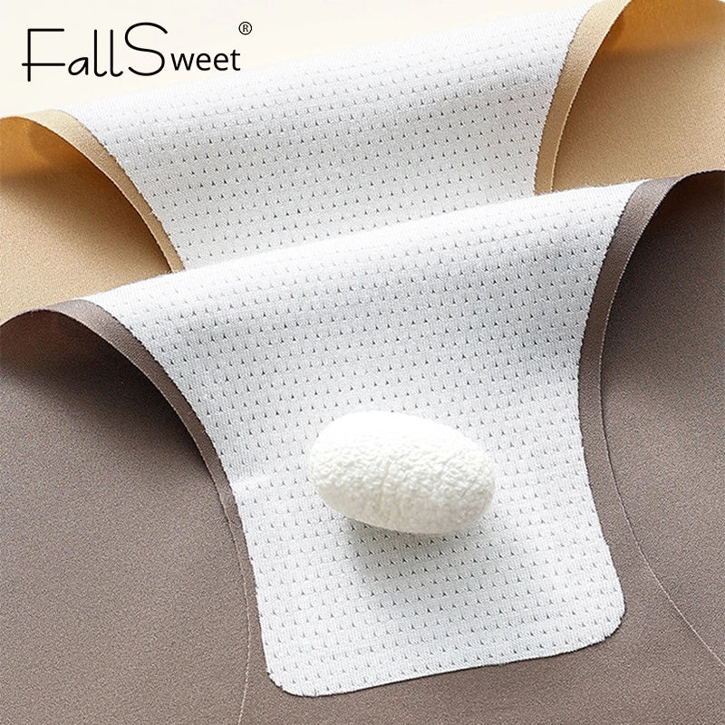 FallSweet 4-Pack Seamless Ice Silk Women’s Panties – Soft Breathable Mid-Rise No-Show Briefs Underwear