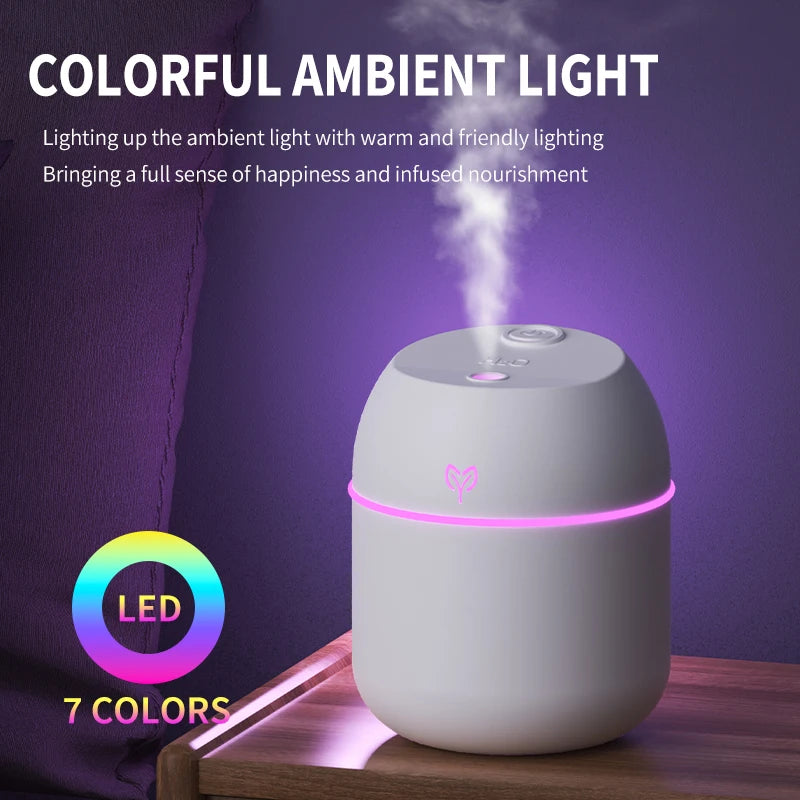220ML USB Mini Cool Mist Humidifier – Quiet Desktop & Car Aromatherapy Air Humidifier with Auto Shut-Off