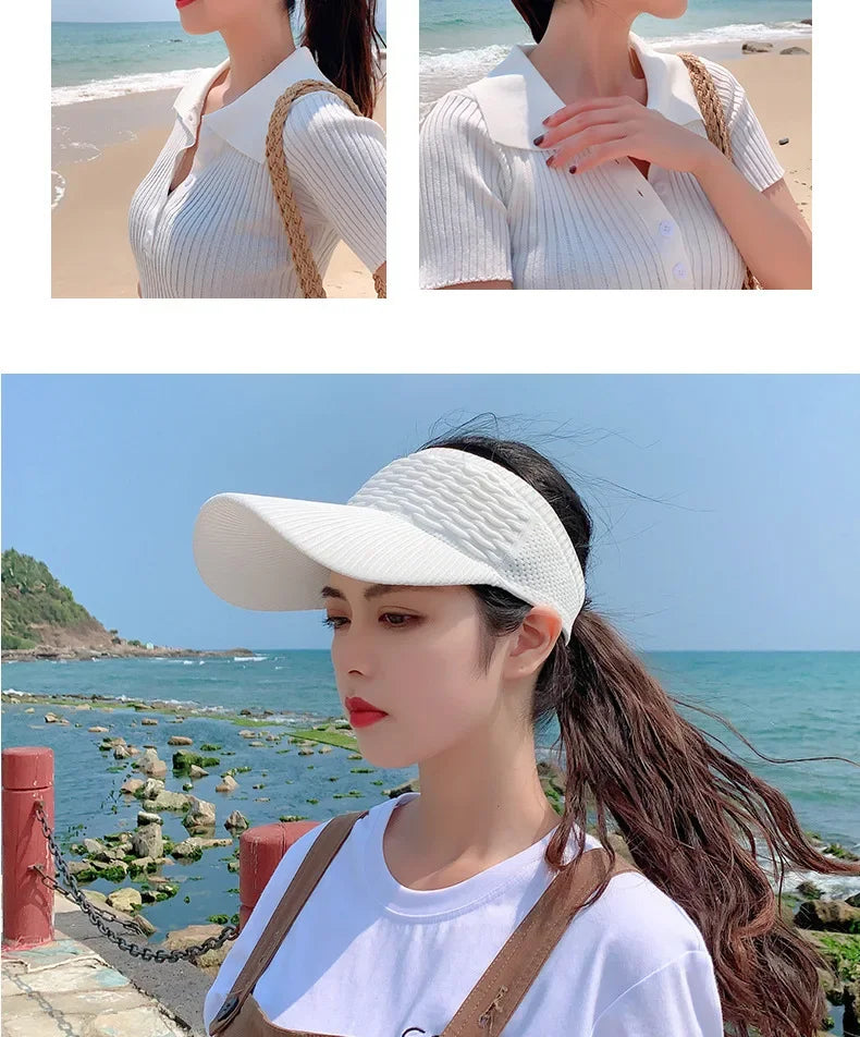 Anti-UV Sun Visor Hat – Breathable Adjustable Open Top Cap for Women & Men | Summer Sports, Golf, Tennis, Beach