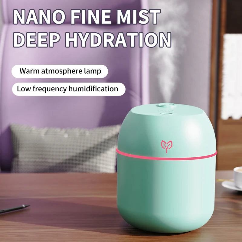 220ML USB Mini Cool Mist Humidifier – Quiet Desktop & Car Aromatherapy Air Humidifier with Auto Shut-Off