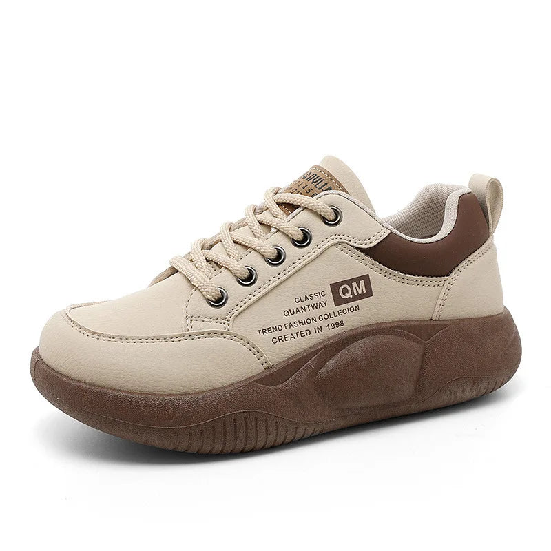 New Women’s Thick Sole Elevated Sneakers – Spring Casual PU Sports & Street Board Shoes