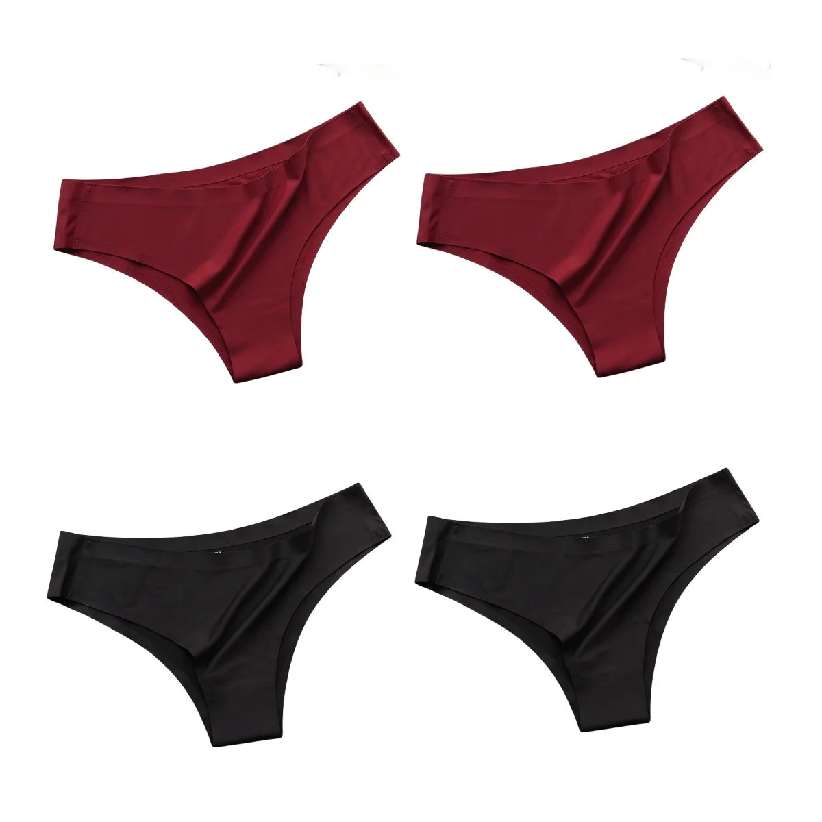 4PCS Seamless Women’s G-String Panties Set – Ultra-Thin Ice Silk Low Waist Invisible Briefs, Soft Breathable Cotton Crotch Underwear
