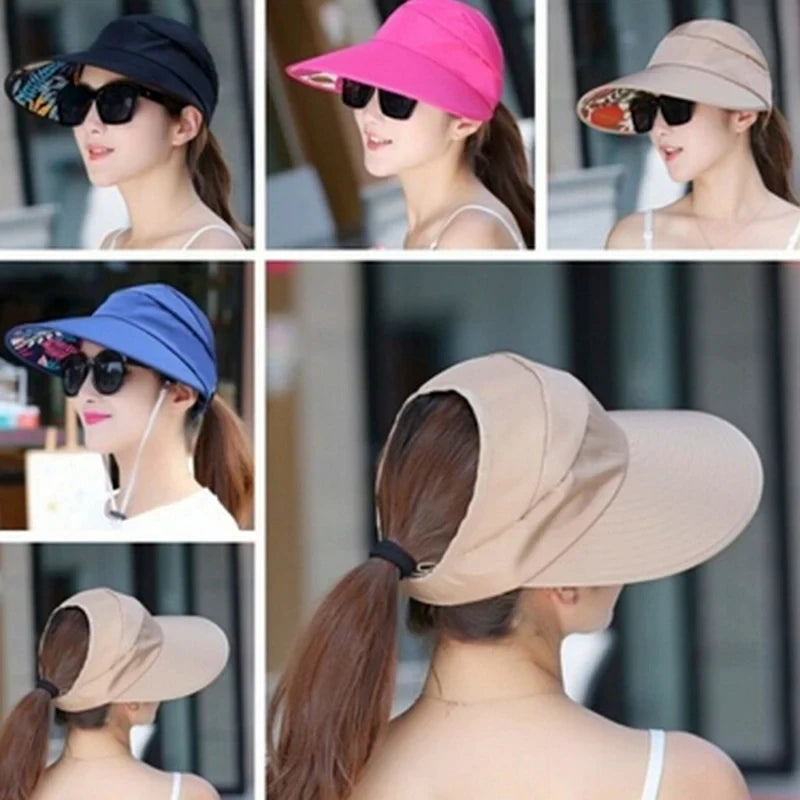 Women’s Foldable Wide Brim Sun Hat – UV Protection Summer Beach Visor Cap, Casual Lightweight Holiday Hat