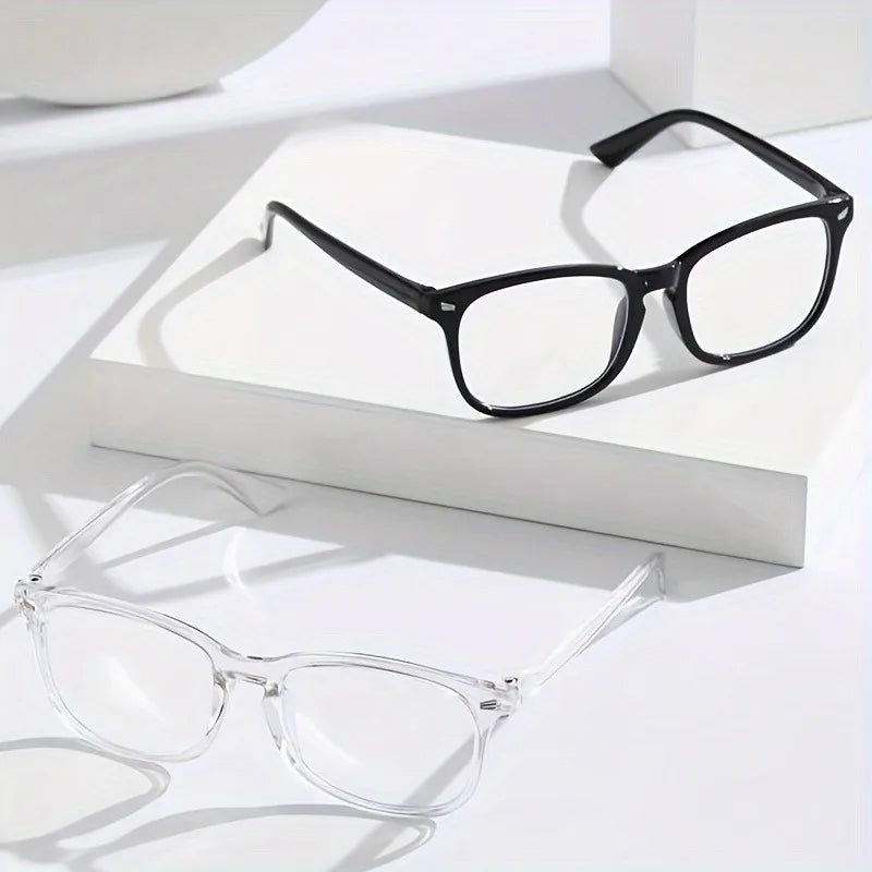 3pcs Lightweight Square Blue Light Blocking Glasses – Minimalist PC Full Frame Clear Lens Eyewear for Women