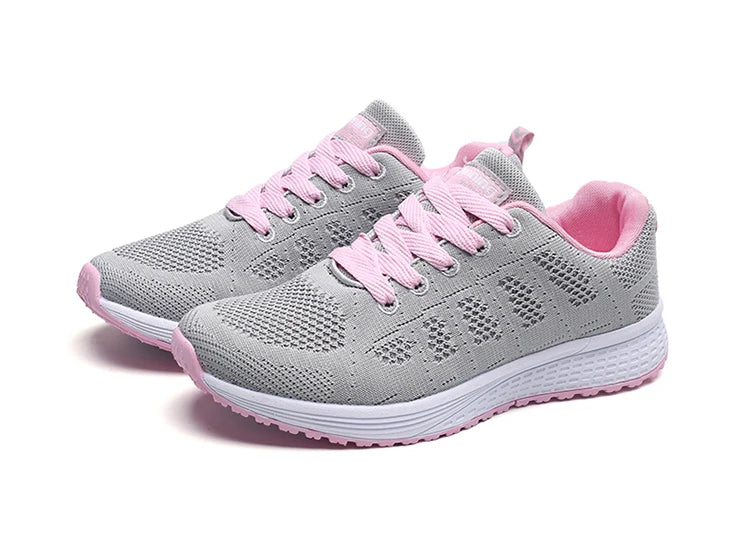 Women’s Breathable Mesh Running Sneakers – Lightweight Lace-Up Vulcanized Outdoor Walking Shoes for Women