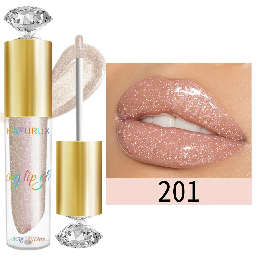9-Color Diamond Shimmer Glitter Lip Gloss – Moisturizing Long-Lasting Sparkling Liquid Lipstick with Pearl Finish (3.5g)