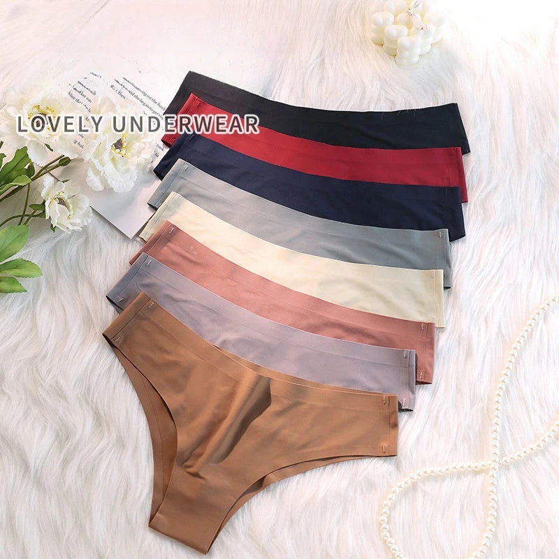 4PCS Seamless Women’s G-String Panties Set – Ultra-Thin Ice Silk Low Waist Invisible Briefs, Soft Breathable Cotton Crotch Underwear