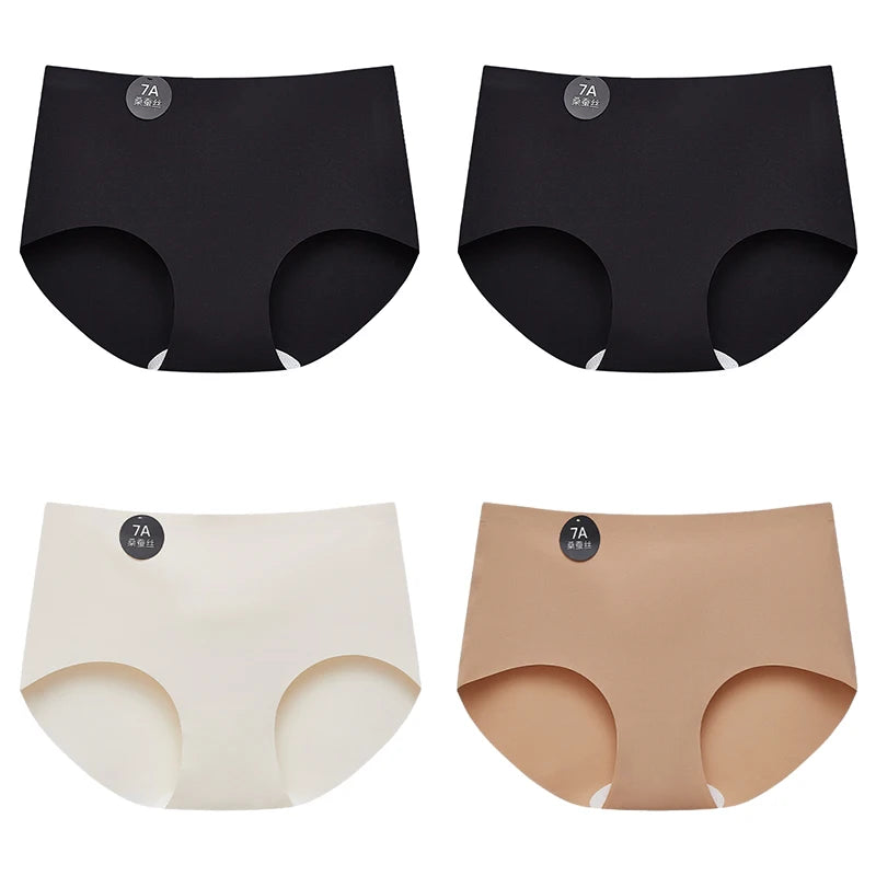 FallSweet 4-Pack Seamless Ice Silk Women’s Panties – Soft Breathable Mid-Rise No-Show Briefs Underwear