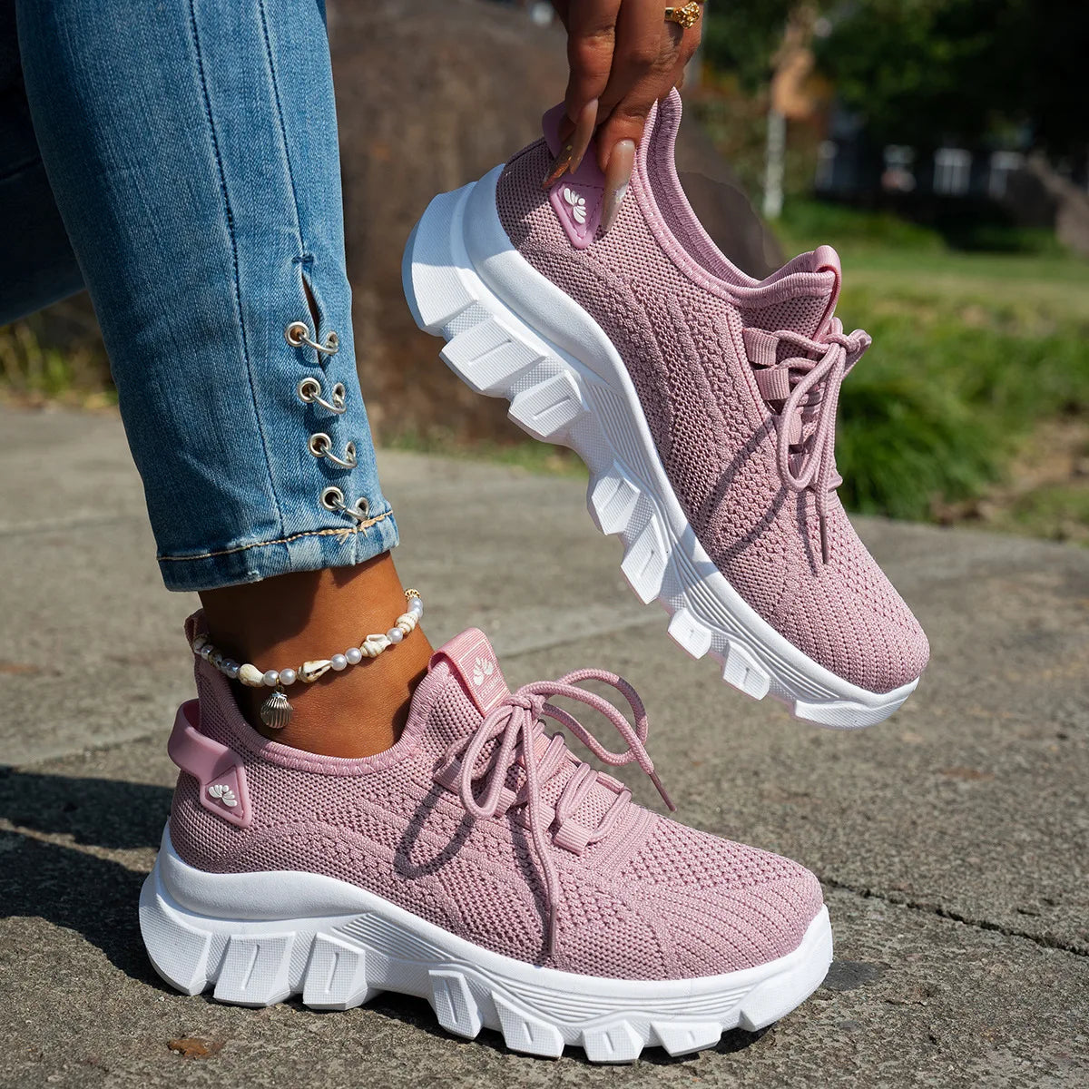 Women’s Lightweight Breathable Mesh Slip-On Walking Shoes – Plus Size Comfort Non-Slip Flat Sole Casual Spring Sneakers