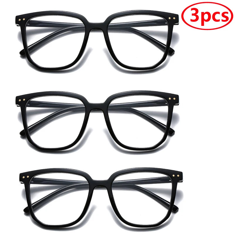 Anti-Blue Light Retro Flat Frame Glasses for Women – Hiking & Camping Eyewear (1/2/3 Pack)