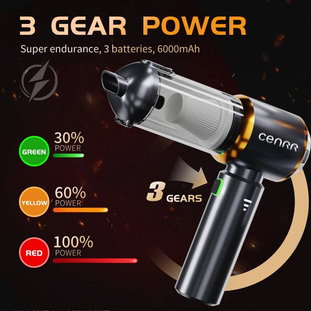 CENRR Mini Car Vacuum Cleaner 998000PA – Portable Handheld Vacuum & Blower for Car and Home Use