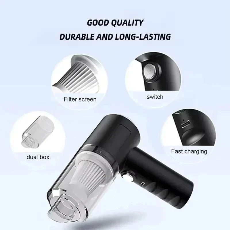 2900000PA 4-in-1 Cordless Car Vacuum Cleaner – USB Rechargeable High-Power Blower & Suction Portable Cleaning Device