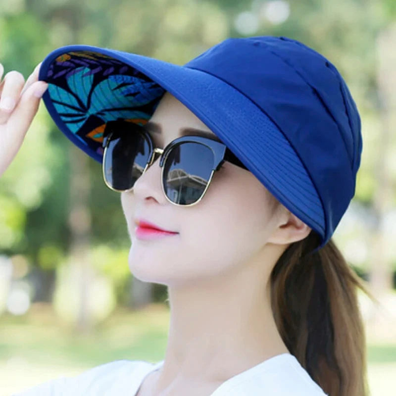 Women’s Foldable Wide Brim Sun Hat – UV Protection Summer Beach Visor Cap, Casual Lightweight Holiday Hat