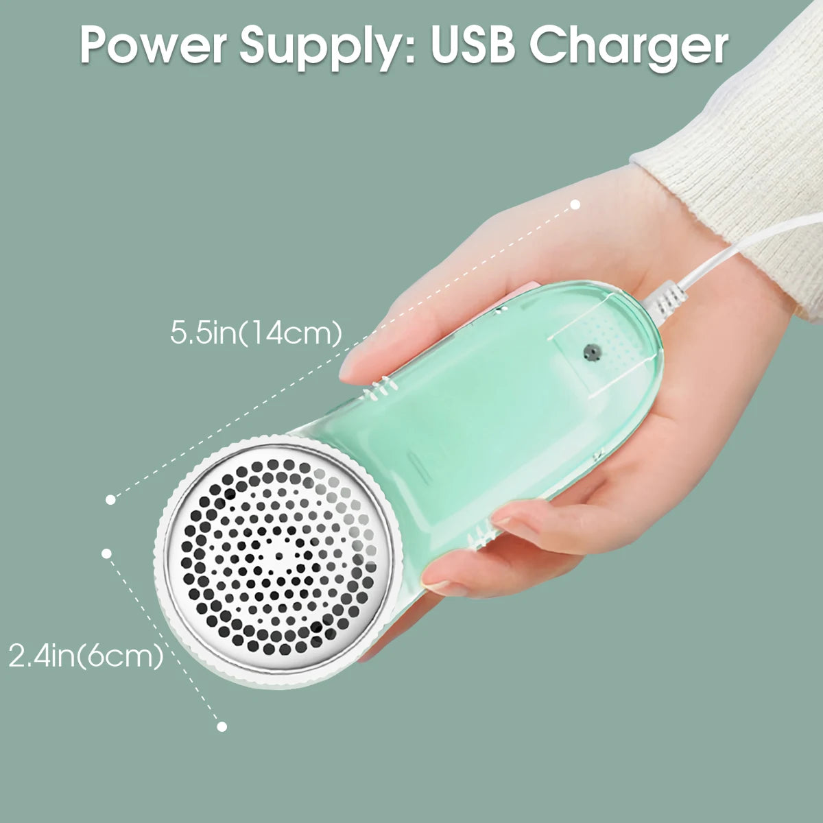 Electric Fabric Lint Remover – Portable Clothes Shaver with Stainless Steel Blades, USB 5V/2A Rechargeable Fuzz & Pill Remover for Wool & Garments