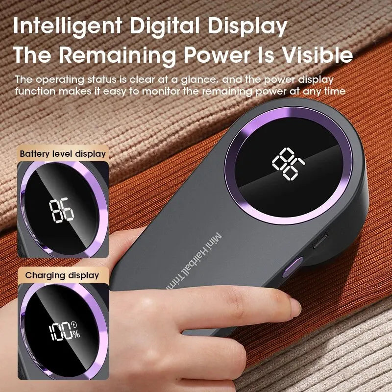 USB Rechargeable LED Electric Lint Remover for Clothes – 8000 RPM Fabric Shaver with Digital Display