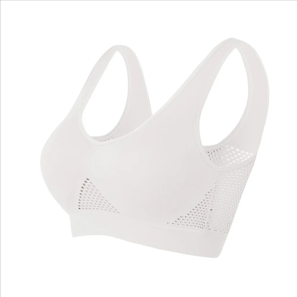 Seamless Mesh Sports Bra for Women – Breathable, Shockproof Wireless Fitness Crop Top (Plus Size up to 6XL)