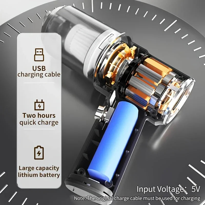 690000PA Cordless Car Vacuum Cleaner – Wireless Wet & Dry Handheld High-Power Vacuum with 2H Fast Charge